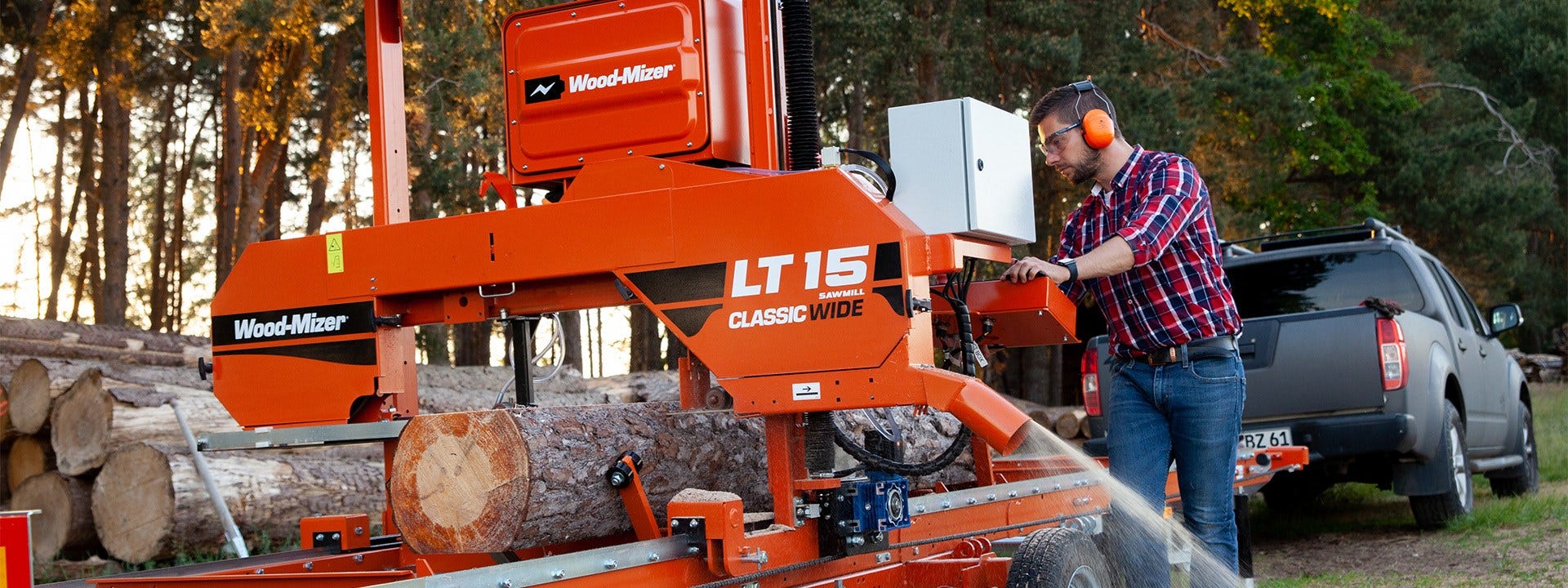 A Wood-Mizer LT15 akkumulátoros fűrészgépet